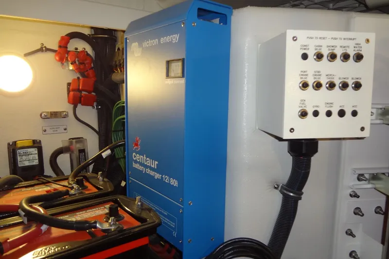 Master Plan Yacht Photos Pics Engine room of 2023 Formula 380 Super Sport Crossover with Victron Energy battery charger.