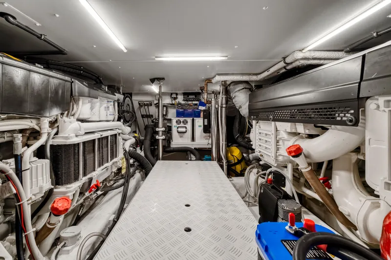  Yacht Photos Pics Engine room of 2024 Sanlorenzo SX76 yacht, featuring advanced mechanical systems.