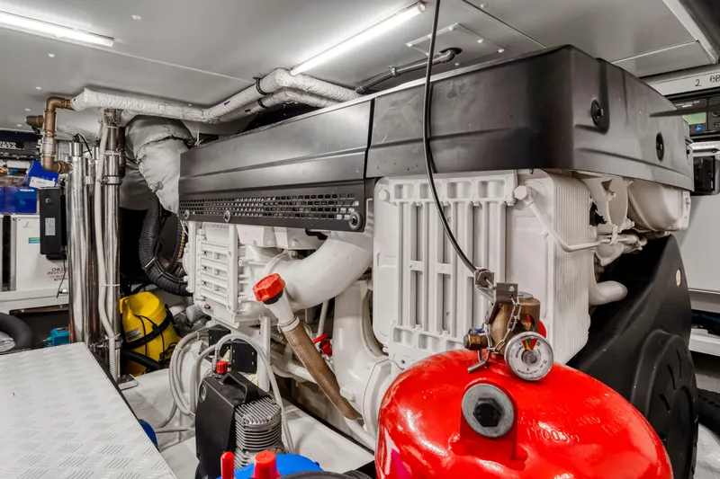  Yacht Photos Pics Engine room of 2024 Sanlorenzo SX76 yacht, featuring advanced machinery and equipment.