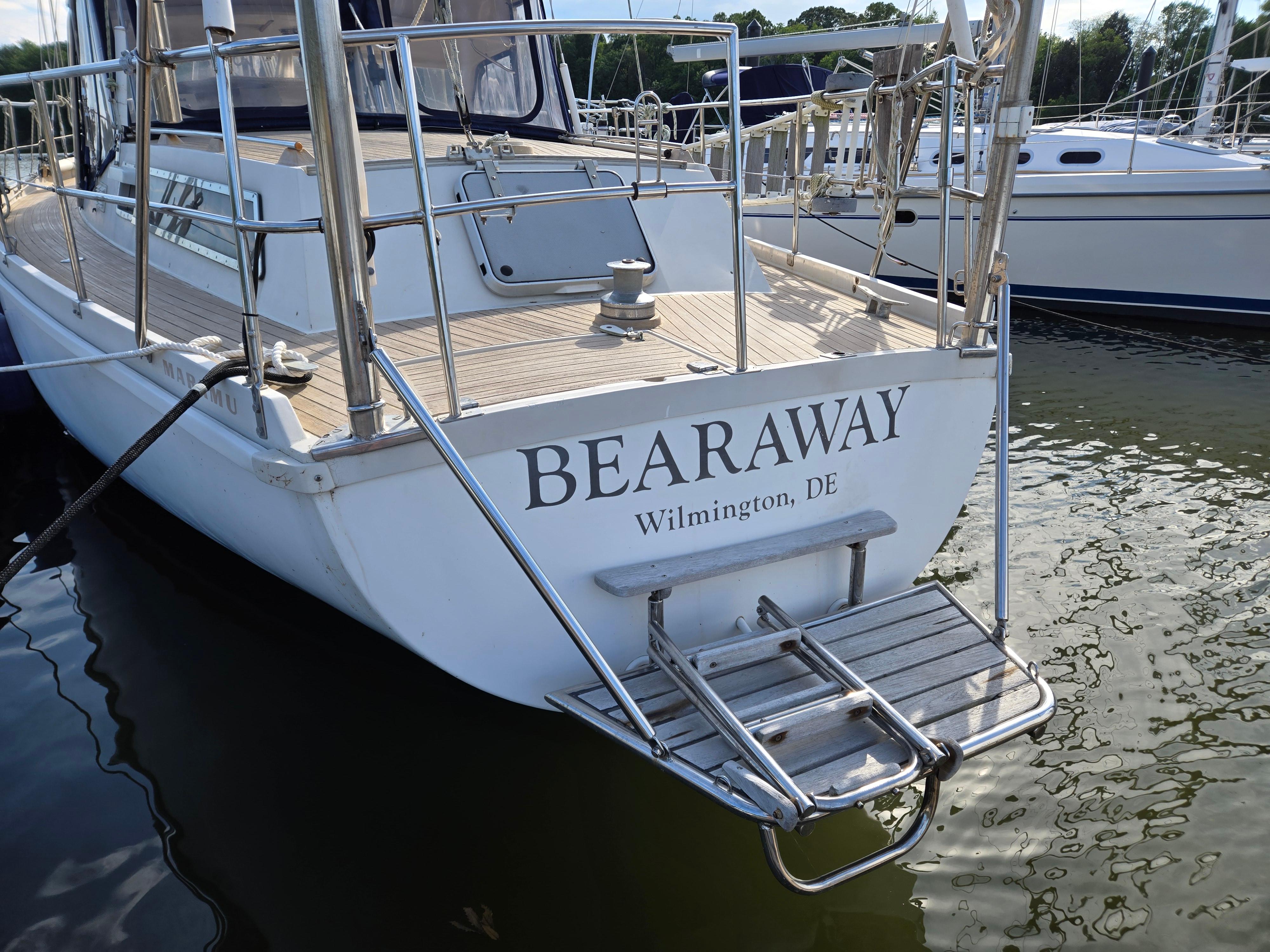 1985 Amel Maramu sailboat "Bearaway" docked in Wilmington, DE marina.