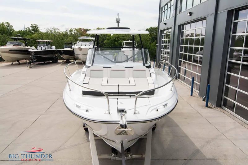  Yacht Photos Pics 2024 Jeanneau Leader 9.0 WA boat displayed at marina, front view.