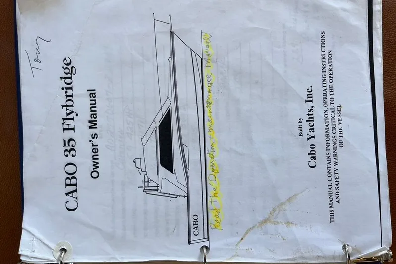 Assalt Weapon Yacht Photos Pics Owner's manual for 2007 Cabo 35 Flybridge yacht by Cabo Yachts, Inc.