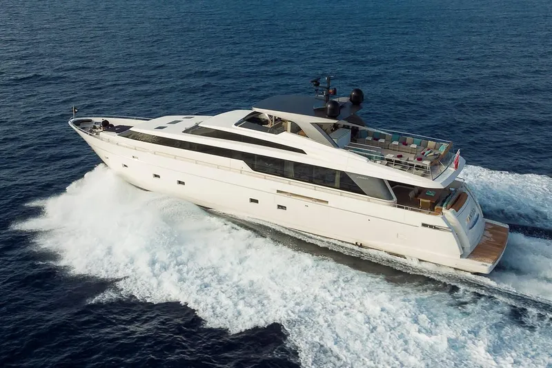 Musha Yacht Photos Pics Luxurious 2012 Sanlorenzo 579 yacht cruising on open sea.