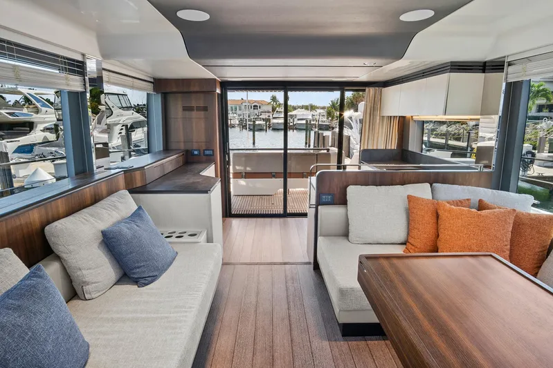 My Way Yacht Photos Pics Luxurious 2023 Astondoa AS5 yacht interior with modern design and waterfront view.