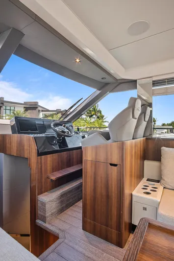 My Way Yacht Photos Pics Interior of 2023 Astondoa AS5 yacht with modern helm and luxurious seating.