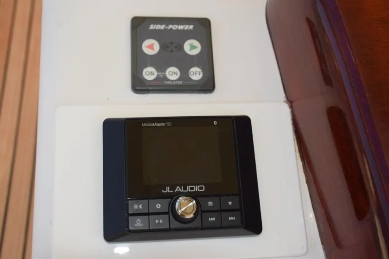 Osprey Yacht Photos Pics Bow Thruster control and JL Stereo - speakers in cockpit and on bridge deck