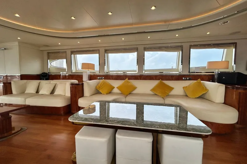 Sunshine Yacht Photos Pics Luxurious interior of 2010 Versilcraft Euroyacht Planet 125S with elegant seating and decor.