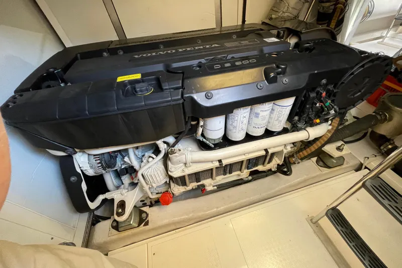  Yacht Photos Pics Engine room of 2013 Fairline Targa 62 GT with Volvo Penta engine.