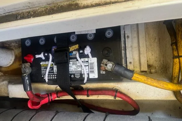 Free Will Yacht Photos Pics Battery compartment of a 2003 Hinckley Extended Hardtop Pilothouse 36 Picnic Boat.