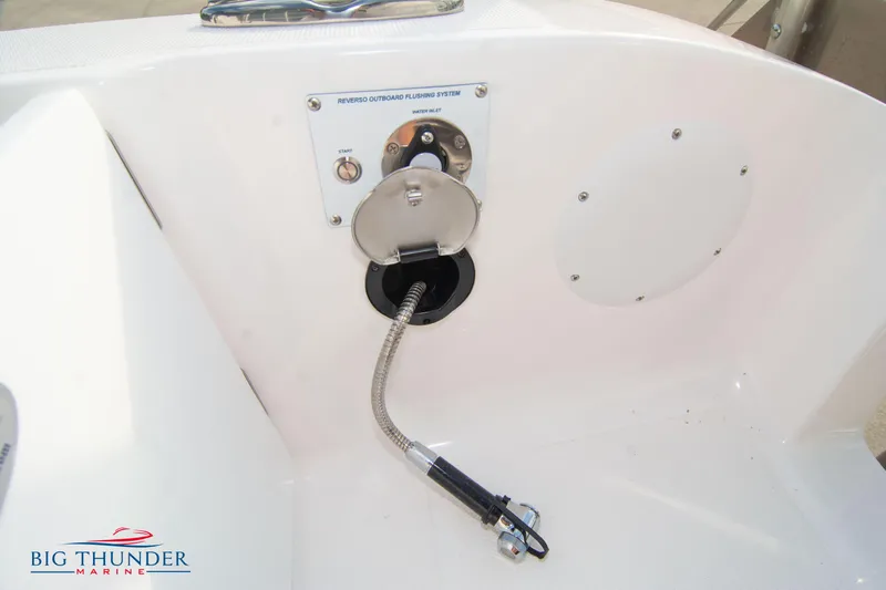  Yacht Photos Pics 2023 Fountain 34 CC boat with Reverso outboard flushing system.