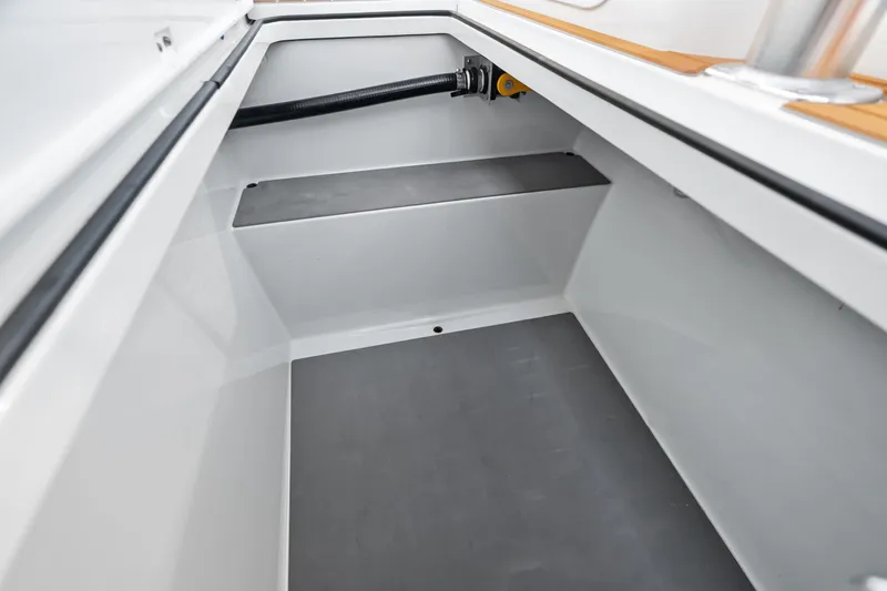  Yacht Photos Pics Interior view of 2025 Freeman LR boat storage compartment, featuring sleek design and durable materials.