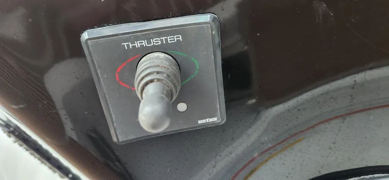  Yacht Photos Pics Joystick control labeled "Thruster" on a 2007 Cobalt 343 boat.