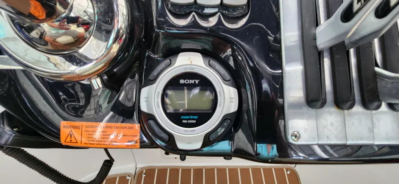  Yacht Photos Pics Sony marine stereo system on a 2007 Cobalt 343 boat dashboard.