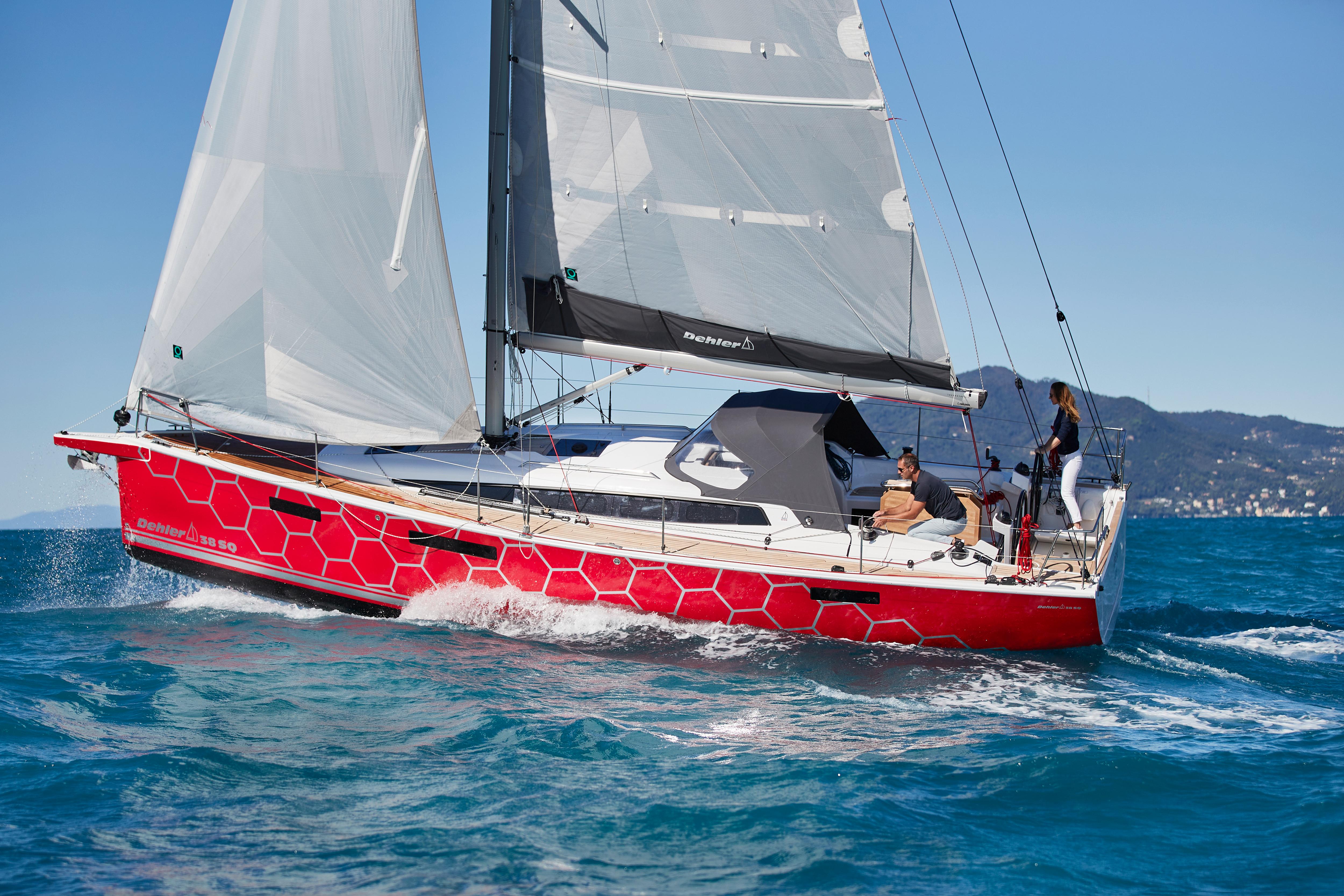 2025 Dehler 38 SQ sailboat cruising on open water.
