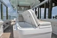  Yacht Photos Pics 2020 Invincible 37' Catamaran with open storage compartment on deck.