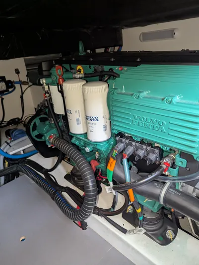  Yacht Photos Pics Engine room of 2019 Beneteau Swift Trawler 44 with Volvo Penta engine.