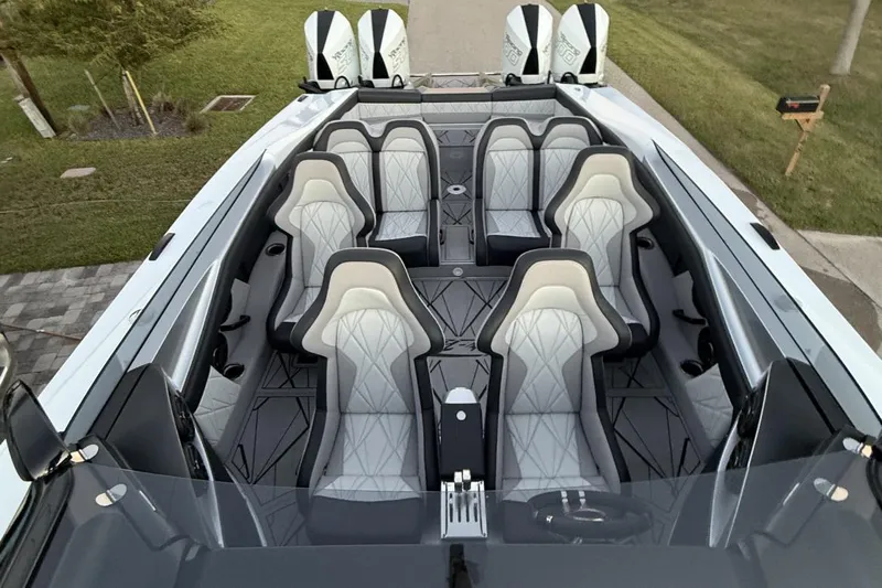  Yacht Photos Pics 2026 Nor-Tech 4000 Roadster interior with luxury seating and modern design.