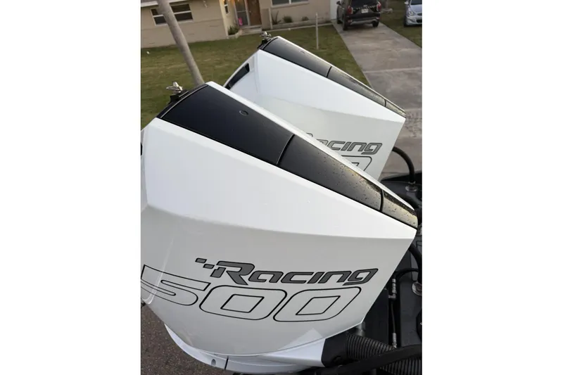  Yacht Photos Pics Twin Mercury Racing 500 outboard engines on a 2026 Nor-Tech 4000 Roadster boat.