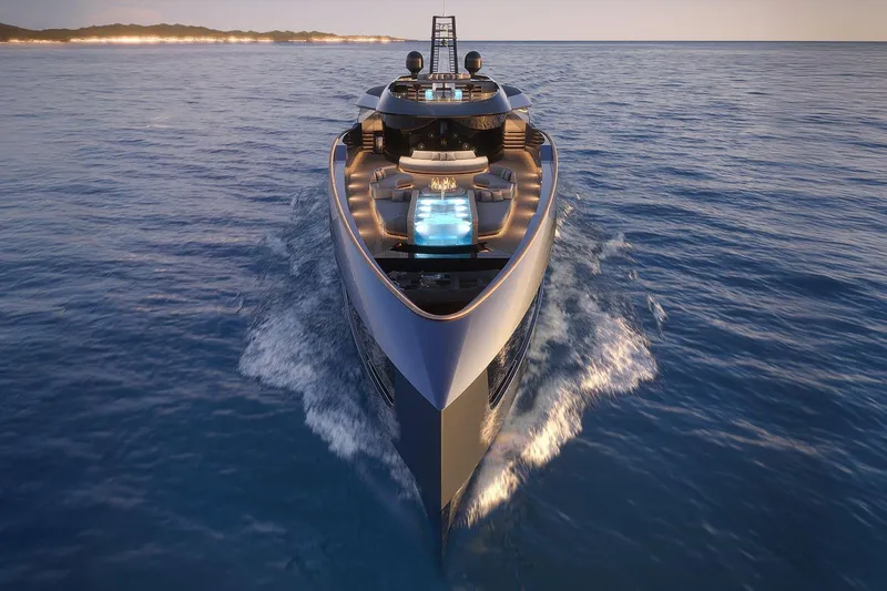  Yacht Photos Pics Luxurious 2028 Picchiotti P53 yacht cruising on serene ocean waters at sunset.