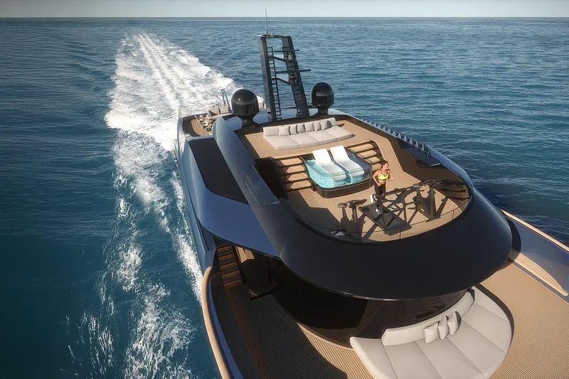  Yacht Photos Pics Luxurious Picchiotti P53 yacht cruising on open sea, 2028 model.