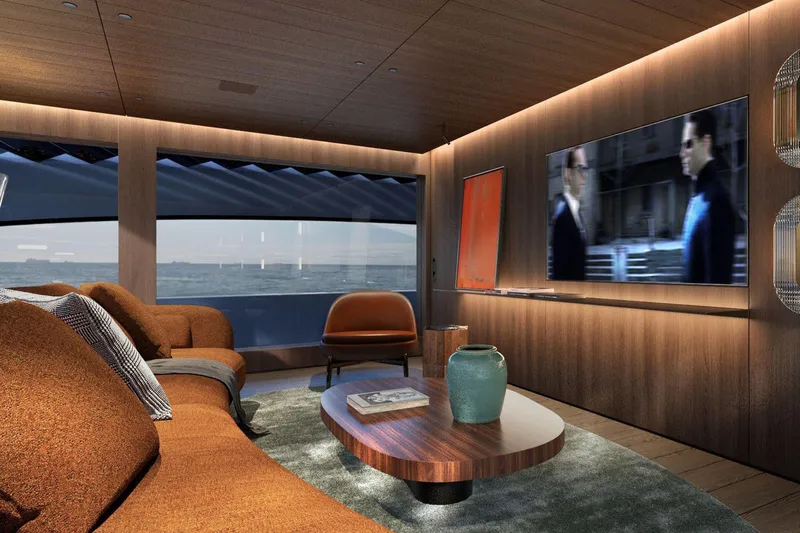  Yacht Photos Pics Luxurious Picchiotti P53 yacht interior, 2028 model, featuring modern decor and ocean view.