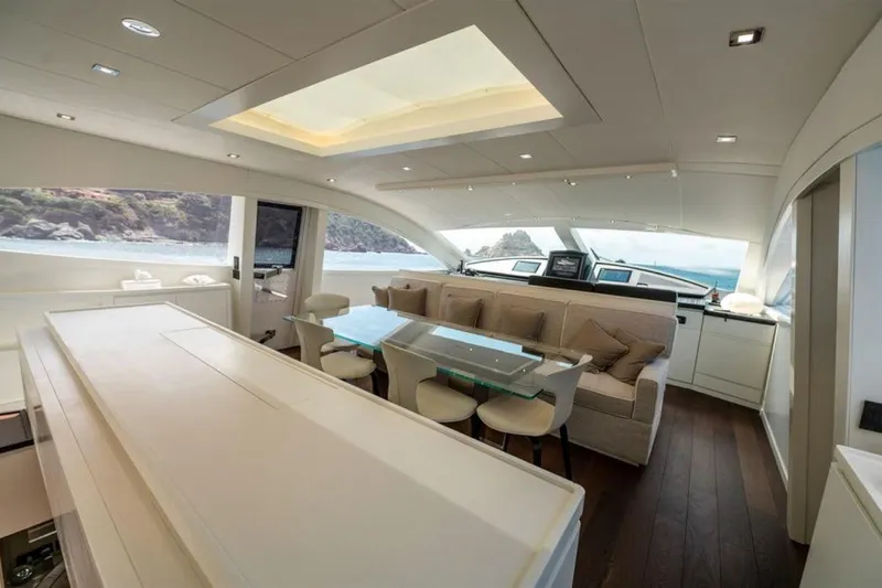 Mr K Yacht Photos Pics Luxurious interior of 2007 Cerri Cantieri Navali 86 Flying Sport yacht with modern furnishings.
