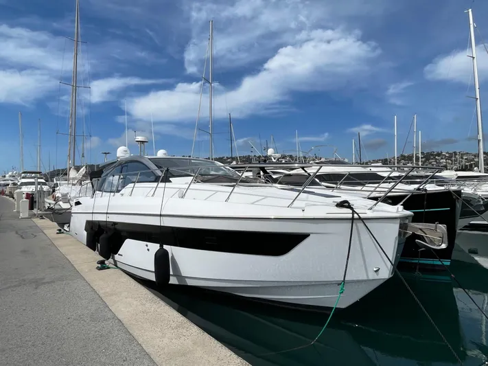  Yacht Photos Pics Azimut Atlantis 51 yacht docked at marina, 2018 model, under a clear blue sky.