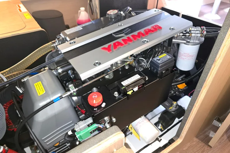 Sophia Yacht Photos Pics Yanmar engine in 2022 Beneteau Oceanis 40.1 sailboat, showcasing detailed components.