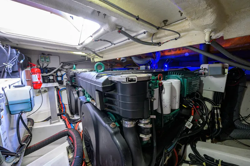  Yacht Photos Pics Engine room of 2015 Beneteau 38 GT with visible wiring and components.