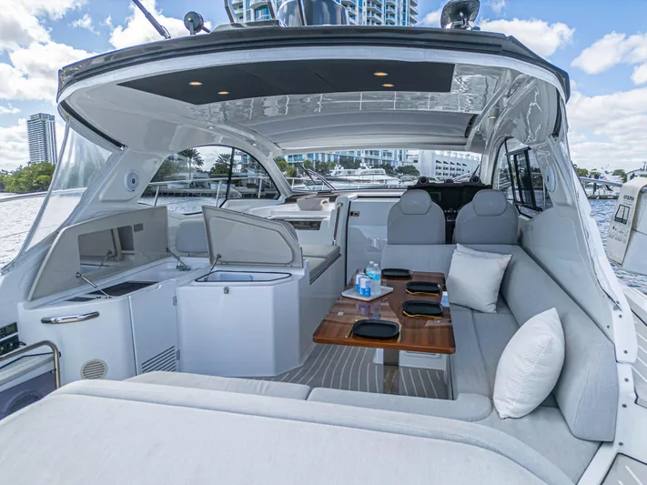  Yacht Photos Pics Luxurious 2020 Azimut Atlantis 45 yacht interior with elegant seating and dining area.