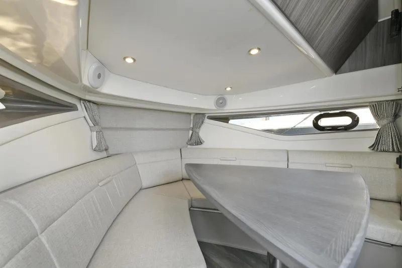  Yacht Photos Pics Interior of 2022 Sea Ray Sundancer 320 yacht with elegant seating and modern design.