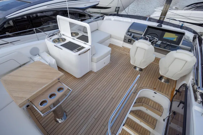  Yacht Photos Pics Luxurious 2025 Princess F50 yacht interior with sleek design and modern amenities.