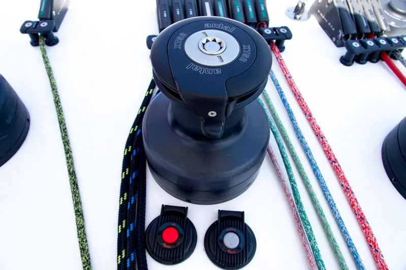 Out Of The Woods Yacht Photos Pics NEEL 51 sailing equipment with winches and ropes, year 2022.