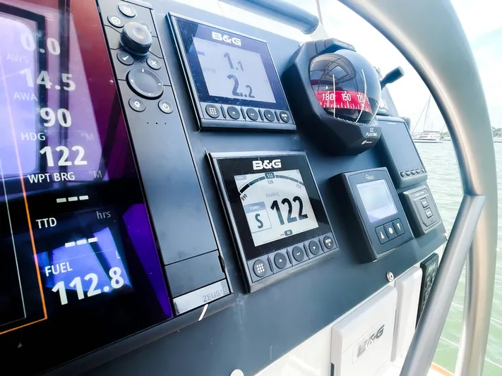 Out Of The Woods Yacht Photos Pics Navigation system on a 2022 NEEL 51 trimaran.