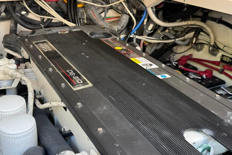 Maggie Yacht Photos Pics Engine compartment of a 2005 Tiara Yachts 3200 Open, featuring a Volvo Penta D6-310 engine.