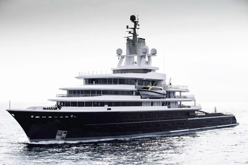 Luna Yacht Photos Pics Luxurious 2010 Custom Lloyd Werft yacht cruising on calm waters.