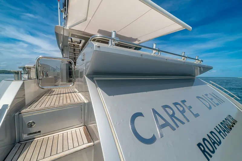 Carpe Diem Yacht Photos Pics Azimut 77S 2017 yacht "Carpe Diem" at sea, featuring sleek design and luxury details.