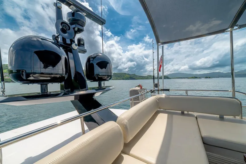 Carpe Diem Yacht Photos Pics Luxurious 2017 Azimut 77S yacht deck with scenic ocean view.