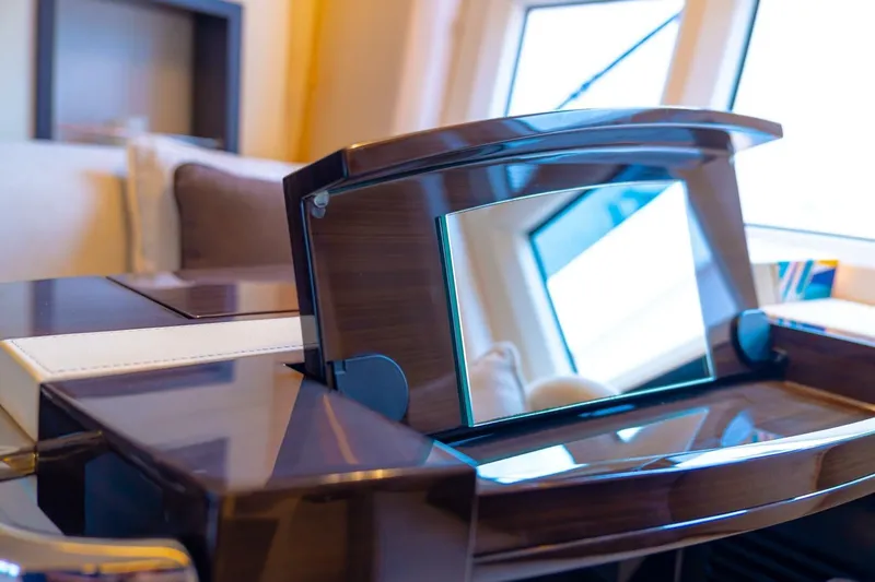 Carpe Diem Yacht Photos Pics Luxurious interior of 2017 Azimut 77S yacht featuring a sleek vanity mirror.
