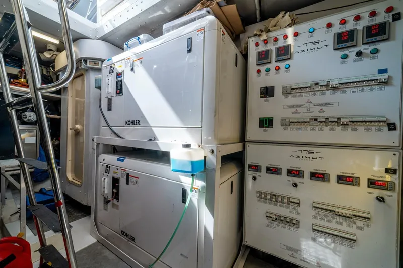 Carpe Diem Yacht Photos Pics Electrical control room of 2017 Azimut 77S yacht with Kohler generators.
