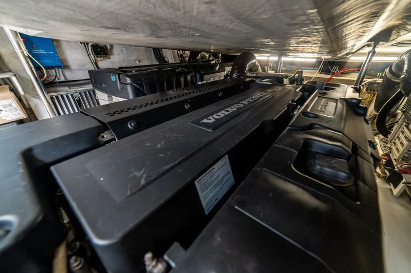 Carpe Diem Yacht Photos Pics Engine room of 2017 Azimut 77S yacht featuring Volvo Penta engines.