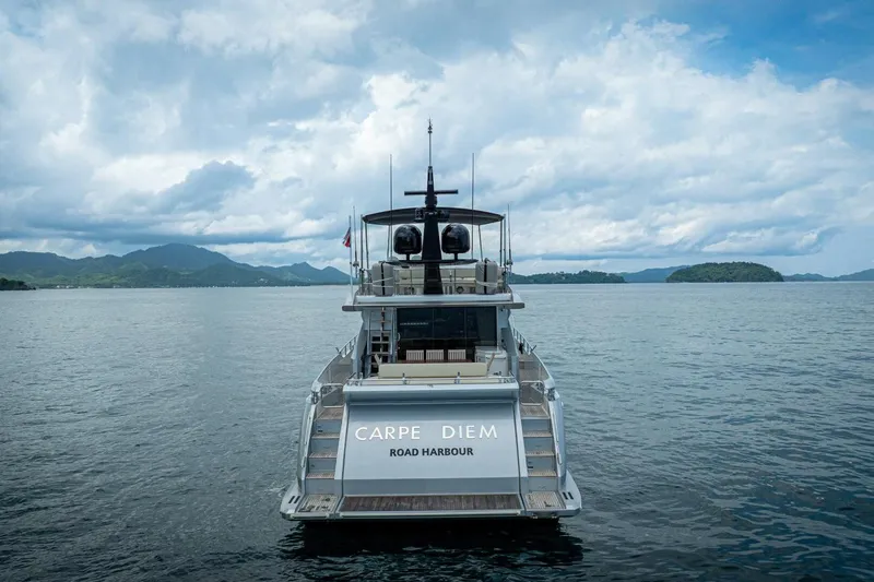 Carpe Diem Yacht Photos Pics Azimut 77S yacht "Carpe Diem" on serene waters, 2017 model.