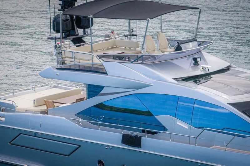 Carpe Diem Yacht Photos Pics Luxurious 2017 Azimut 77S yacht with sleek design and spacious upper deck.