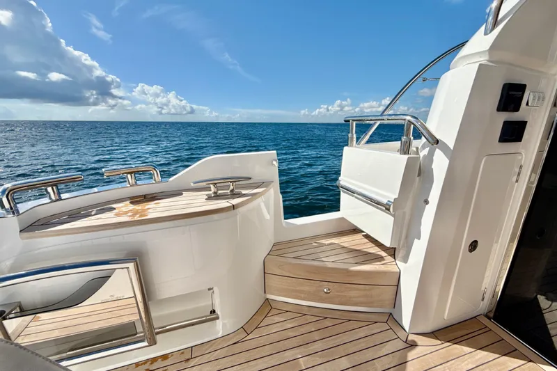  Yacht Photos Pics Luxurious 2026 Princess F50 yacht deck with ocean view and sleek design.