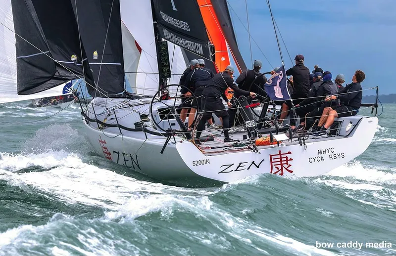 Zen - Formerly Synergy, Sorcha Yacht Photos Pics Sailing yacht Botin TP 52 "ZEN" racing on the ocean, crew in action, 2011 model.