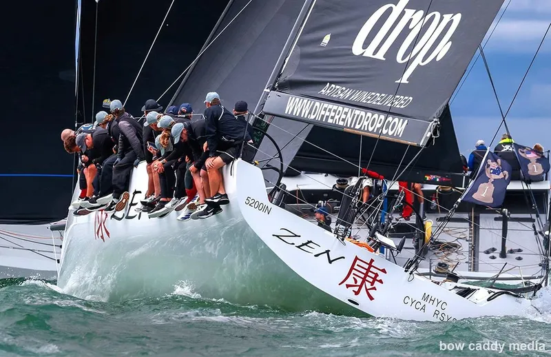 Zen - Formerly Synergy, Sorcha Yacht Photos Pics Sailing crew on Botin TP 52 yacht "Zen" racing in choppy waters, 2011 model.