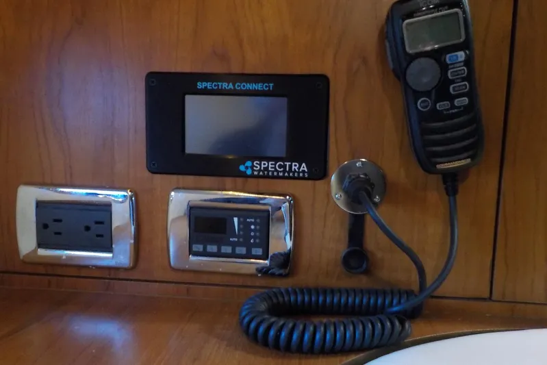 "lady Di" Yacht Photos Pics Control panel on 2009 Tiara Yachts 3900 Open, featuring Spectra Watermakers system.