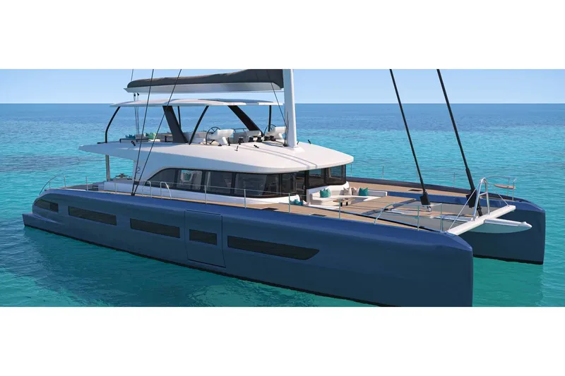  Yacht Photos Pics Manufacturer Provided Image: Luxurious 2026 Lagoon Eighty 2 catamaran sailing on clear turquoise waters.
