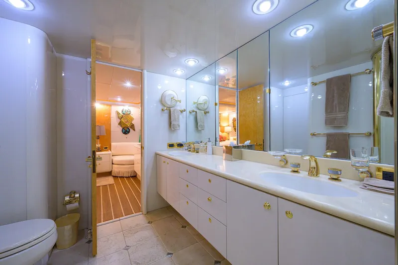 Lost Texan Yacht Photos Pics Lazzara 80 LOST TEXAN - Master Head Sink & Stateroom Access