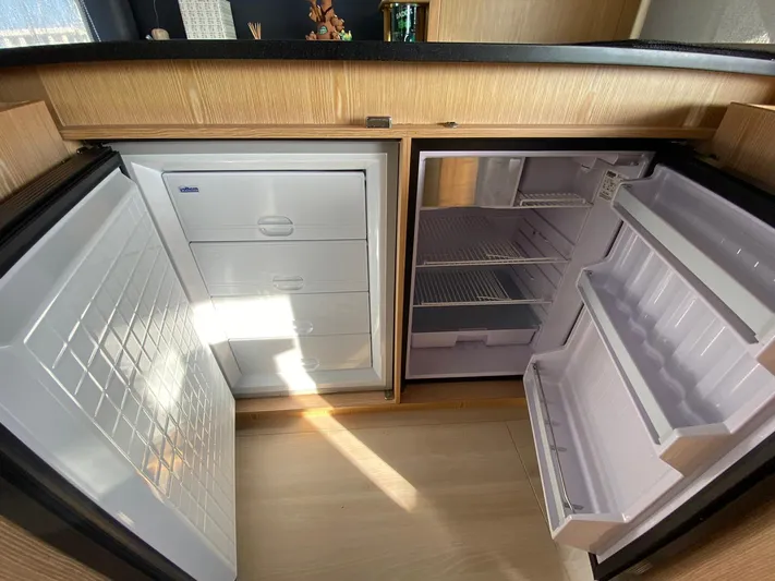 Sealine C530 Yacht Photos Pics Built-in refrigerator and freezer in 2017 Sealine C530 yacht kitchen.